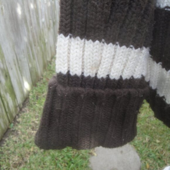 NEW Zara Sweater Women's XS Brown and Cream Striped Bulky Pullover - Picture 4 of 7